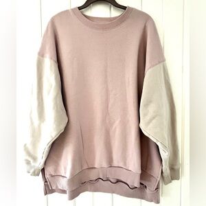 American Eagle Color Block Sweatshirt - Mauve/Cream, Sz M (P2P 26”)